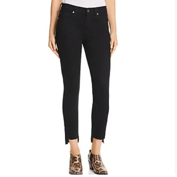 REVOLVE 7 For All Mankind Step Hem Skinny Jeans in Washed Overdye Black Size 27